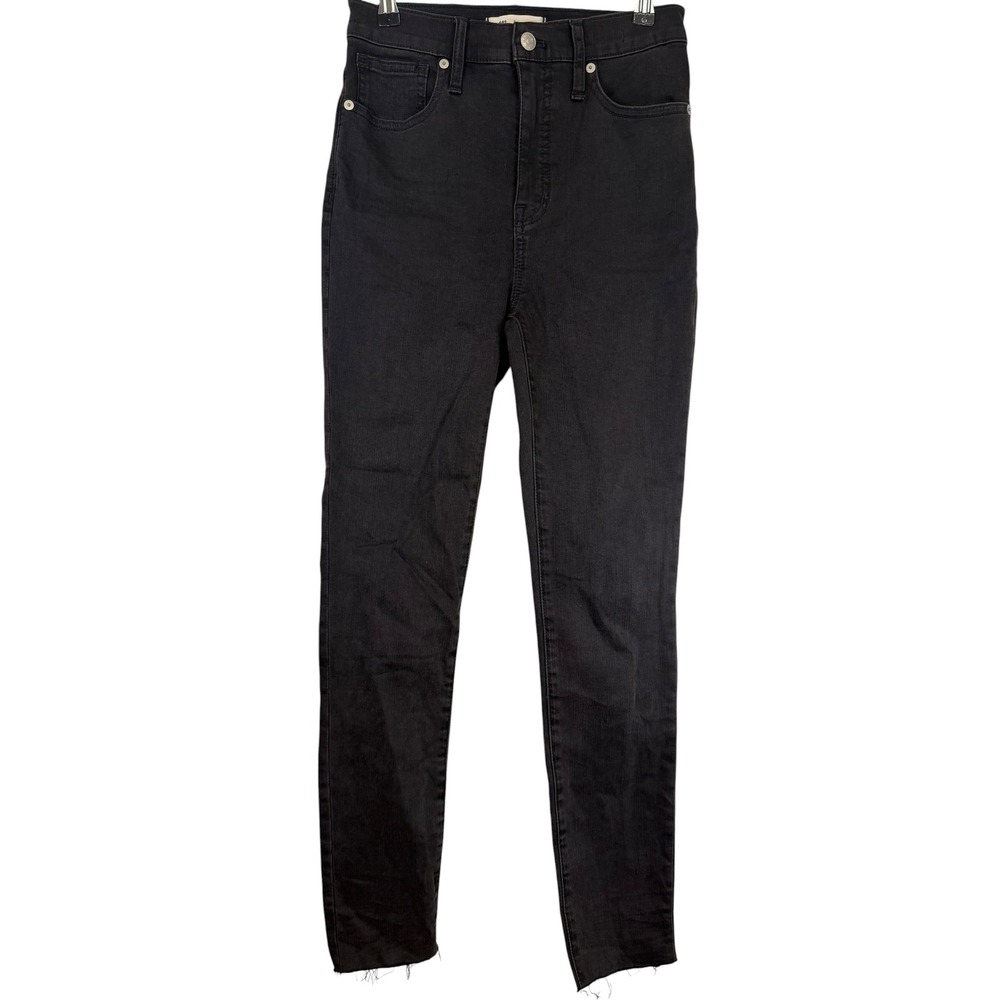 Madewell 11 High Rise Skinny Jeans Black Raw Hem Size 26